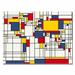 Trademark Fine Art 'Mondrian World Map' by Michael Tompsett Graphic Art on Canvas Canvas/Metal in Blue/Red/Yellow | 32 H x 22 W x 2 D in | Wayfair