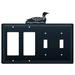 Village Wrought Iron Loon 4-Gang Toggle Light Switch/Rocker Combination Wall Plate in Black | 8 H x 8.25 W x 0.17 D in | Wayfair EGGSS-116