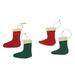 The Holiday Aisle® 4 Piece Stocking Ornaments Set Cotton in Blue/Green/Red | 4.7 H x 2.8 W in | Wayfair 266984