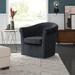 Barrel Chair - Mercury Row® Anstett 30.5" Wide Polyester Swivel Barrel Chair Wood/Fabric in Gray/Black | 30 H x 30.5 W x 27 D in | Wayfair