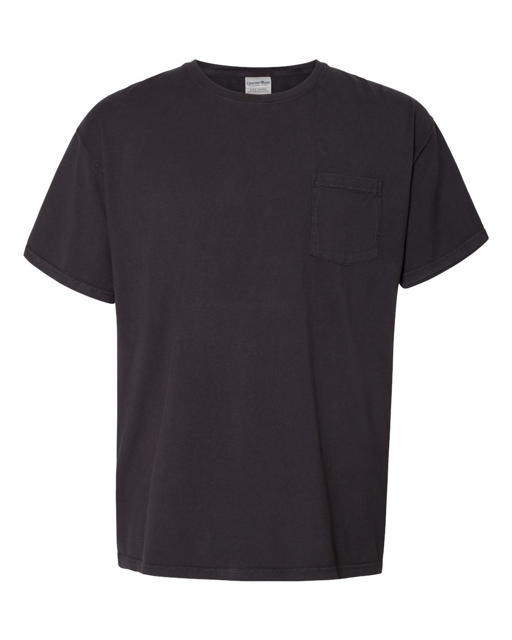 ComfortWash by Hanes GDH150 Men's 5.5 oz. Ringspun Cotton Garment-Dyed T-Shirt with Pocket in Black size Large