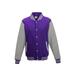 Just Hoods By AWDis JHA043 Men's 80/20 Heavyweight Letterman Jacket in Purple/Heather Grey size 2XL | Ringspun Cotton