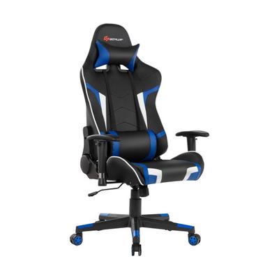 Costway Reclining Swivel Massage Gaming Chair with Lumbar Support-Blue