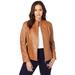 Plus Size Women's Zip Front Leather Jacket by Jessica London in Cognac (Size 28 W)