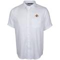 Men's Cutter & Buck White Iowa State Cyclones Windward Twill Button-Up Short Sleeve Shirt