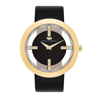 Rhodenwald & Söhne - Quarzuhr Lucrezia in Gelbgold Echtleder in Schwarz Damenuhren 1 ct Damen (97.99 € / 1 ct) Image