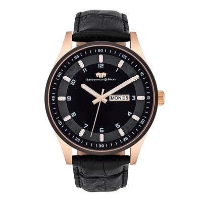 Rhodenwald & Söhne - Quarzuhr Couragian in Roségold Echtleder in Schwarz Damenuhren 1 ct Herren (118.99 € / 1 ct)