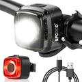 SPGOOD LED Bike Light Set USB Rechargeable,300 Lumens Light IPX5 Waterproof -Front Light +Tail Light Bicycle Lights Set for all bicycles, mountain bikes, road bikes