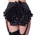Starline Lingerie Queen Burlesque High Waist Retro Knicker with Lots of Frills, Stretch Booty Hot Pants (Black, LXL)