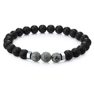 True Rebels Armband Edelstahl Achat in Silber 20,5 cm Herren Image