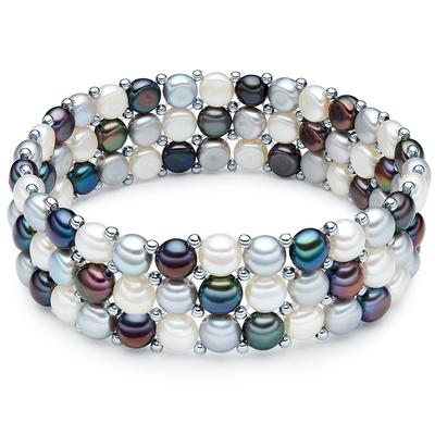 Valero Pearls - Armband Messing Süßwasser-Zuchtperle in Silber Armbänder & Armreife Damen
