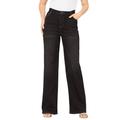 Plus Size Women's Invisible Stretch® Contour Wide-Leg Jean by Denim 24/7 in Black Denim (Size 28 W) Soft Comfortable