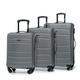 WITTCHEN Koffer-Set 3tlg. Trolley Koffer Reisekoffer aus ABS Hartschalen Kofferset Trolley 4 Rollen Kombinationsschloss Grau 56-3A-65S-01