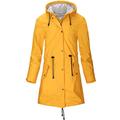 SWAMPLAND Women PU Raincoat Breathable Rainwear Long Rain Jacket Waterproof Trench Coat with Hood Ladies Windbreaker Yellow Gr.XL