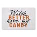 Orange/White 18 x 1 W in Kitchen Mat - The Holiday Aisle® Frittelli Witch Better Have My Candy Kitchen Mat Synthetics | 18 H x 1 W in | Wayfair