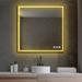 Ivy Bronx Ickes Rectangle Mental Frame Lighted LED Mirror w/ Defogger, Dimmer & Adjustable Color Temperature in White/Yellow | Wayfair