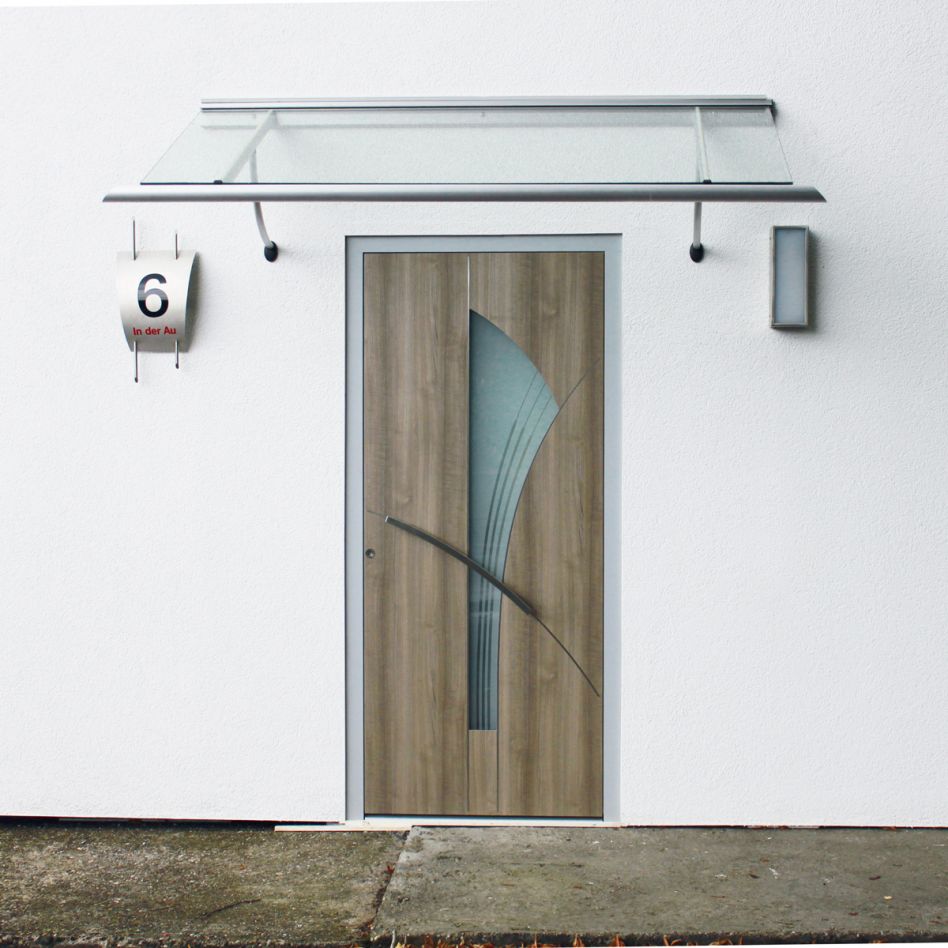 TEBAU Vordach COMO Dach, klar, 125 cm,Weiß Image