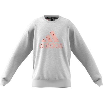 ADIDAS Mädchen Kids Sweatshirt, Größe 152 in Hellgrau/Melange/Rosa/Rot