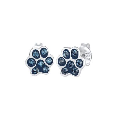 Elli Ohrringe Pfoten Tier Hund Kristalle 925 Silber Blau Damen Image