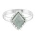 Dark Green Diamond,'Sterling Silver Ring with an Apple Green Jade Diamond'