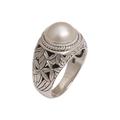 Bamboo Dreams,'Cultured Pearl and Sterling Silver Single Stone RIng'