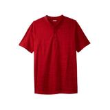 Men's Big & Tall Shrink-Less™ Lightweight Henley T-Shirt by KingSize in Red Marl (Size 7XL) Henley Shirt
