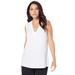 Plus Size Women's Ultrasmooth® Fabric V-Neck Tank by Roaman's in White (Size 14/16) Top Stretch Jersey Sleeveless Tee