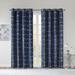 "Intelligent Design 50x84"" Total Blackout Metallic Print Grommet Top Curtain Panel in Navy - Olliix ID40-1810"