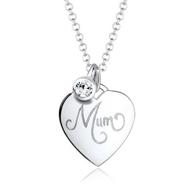 Elli Herz Mum-Schriftzug Silber, mit Kristallen von Swarovski® Weiß Damen Image