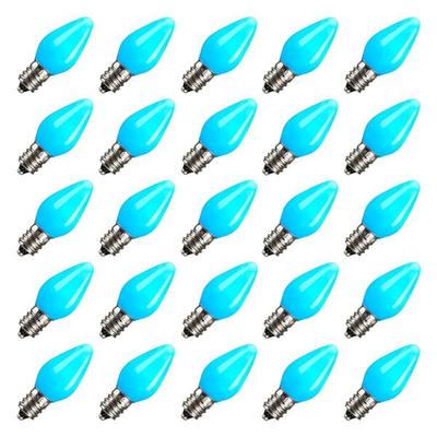 Vickerman 647943 - 0.96 watt 130 volt C7 Candelabra Screw Teal LED (25 pack) Christmas Light Bulbs (XLEDSC7L-25)