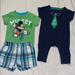 Disney Matching Sets | (2 For $15) Bundle Of 2 Adorable Nb Outfits- Euc | Color: Blue/Green | Size: Newborn