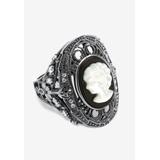 Women's Sterling Silver Onyx & Cubic Zirconia Ring by PalmBeach Jewelry in Black (Size 9)