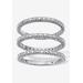 Women's 3-Piece Platinum-Plated Stackable Ring with Diamond Accent by PalmBeach Jewelry in White (Size 10)