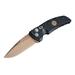 Hogue EX-A01 3.5in Sig Emperor Scorpion Automatic Folding Drop Point Blade FDE PVD G-10 Frame - Solid Black - FDE Sig Medallion 36130