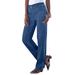 Plus Size Women's Complete Cotton Seamed Jean by Roaman's in Medium Wash (Size 20 W) 100% Cotton Elastic Waist Denim