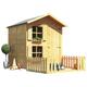 BillyOh Kids Playhouse 6 x 5 ft Wooden Play House Wendy House Outdoor Boys Girls Kids Toys Peardrop Junior (6x5 with Fence)