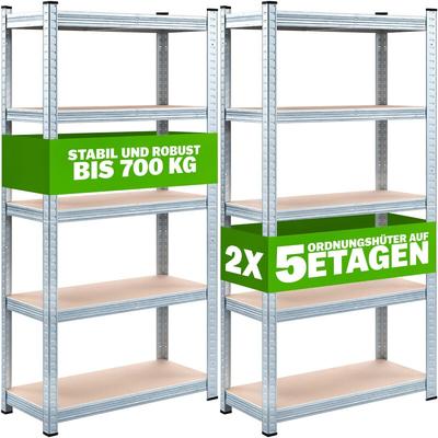 2x Monzana Schwerlastregal 170x75x30cm 350kg 5 MDF-Platten Regal Lagerregal Kellerregal Steckregal