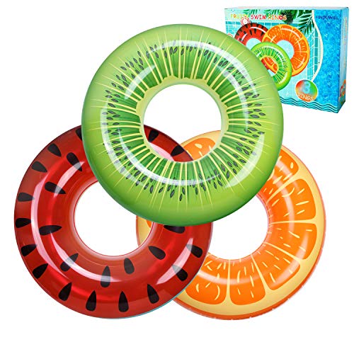 FindUWill 34'' Inflatable Pool Floats Swim Tubes Rings(3 Pack), Big Beach Swimming Toys for Kids Adults Raft Floaties Toddlers