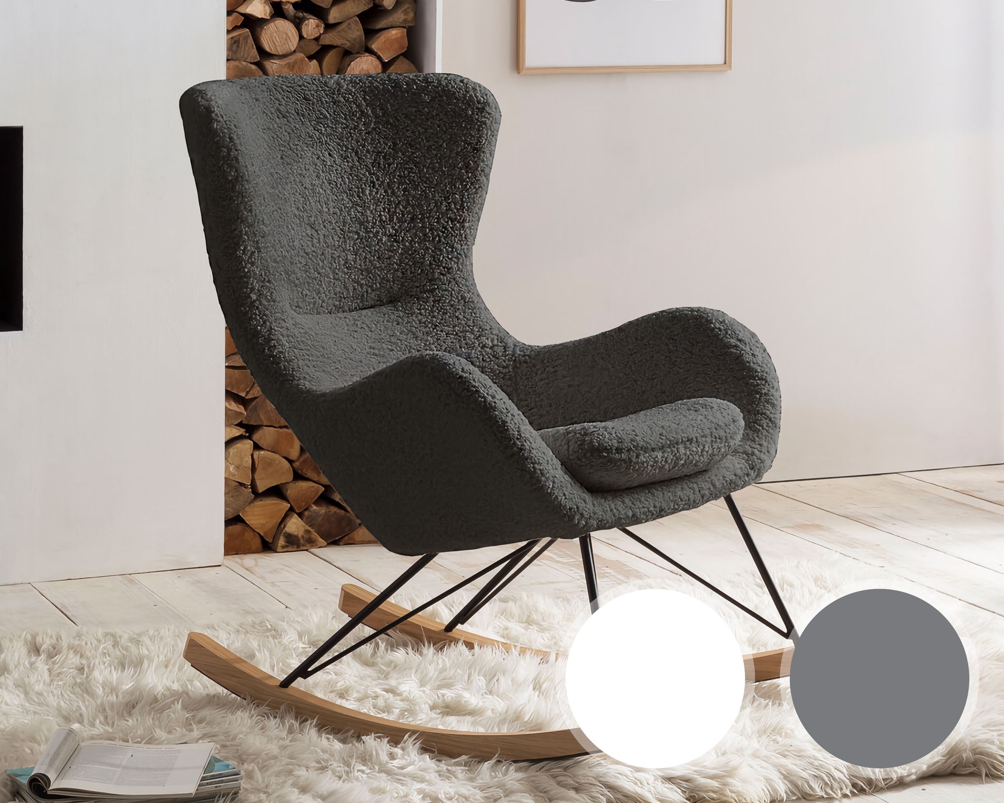 SalesFever »Wool« Schaukelstuhl grau / 75x106x102 cm