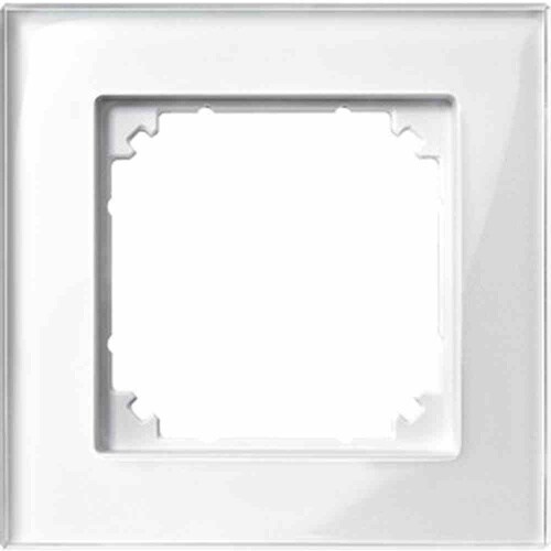 Merten M-PLAN Rahmen, 1f, brilliantweiß, glänzend, Glas, geeignet für Geräteeinbaukanal, geeignet für Unterputz-Installation Image