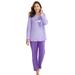 Plus Size Women's Long Sleeve Knit PJ Set by Dreams & Co. in Plum Burst Dot (Size 38/40) Pajamas