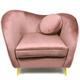 Fauteuil Altess Velours Rose pieds Métal Or - Rose