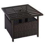 Costway Outdoor Patio Rattan Wicker Steel Side Deck Table