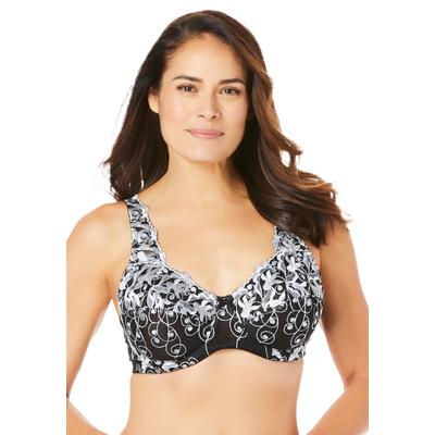 Plus Size Women's Embroidered Underwire Bra by Amoureuse in Black Silver (Size 40 DD)