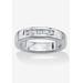 Men's Big & Tall Platinum Over Sterling Silver Cubic Zirconia Wedding Ring by PalmBeach Jewelry in White (Size 11)