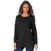 Plus Size Women's Long-Sleeve Crewneck Ultimate Tee by Roaman's in Black (Size M) Shirt