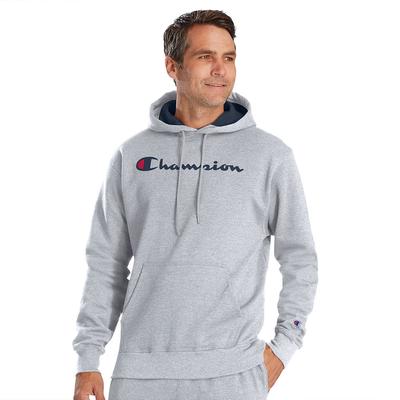 Men's Champion Powerblend Pullover Hoodie (Size L) Oxford Grey, Cotton,Polyester