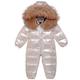 Baby Snowsuit Winter Hooded Romper Down Skisuit Boys Girls Thick Jumpsuit Warm Outfits, Beige 12-18 Months