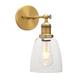 Phansthy Industrial Retro Style Wall Lights Bell Shaped Clear Glass Shade Vintage Wall Sconces E27 Bulbs Indoor Light Loft Bar Kitchen Lamp Bedroom Vanity Mirror Lighting (Antique Brass)
