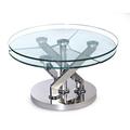 Orren Ellis Tupelo Extendable Pedestal Coffee Table w/ Storage Glass/Metal in Gray | 16.54 H x 16.54 W x 31.5 D in | Wayfair